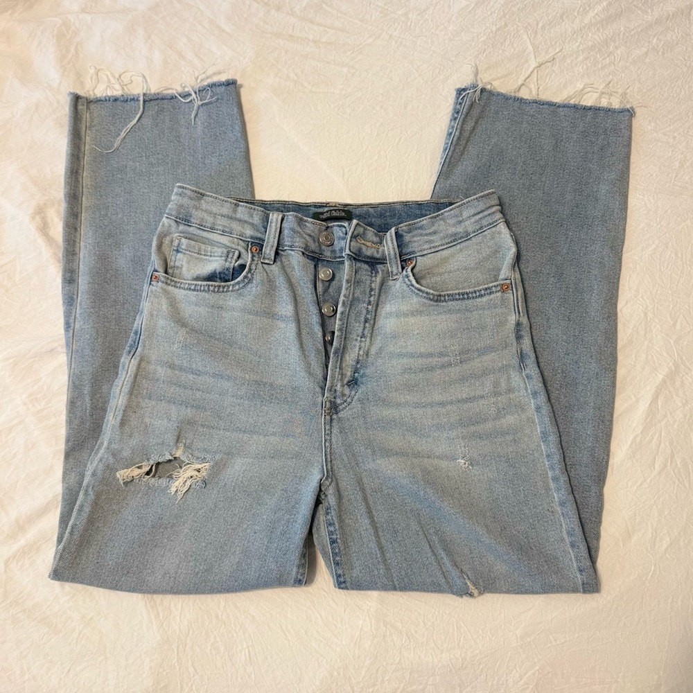 Wild Fable High Waisted Light Blue Denim Ripped Jeans